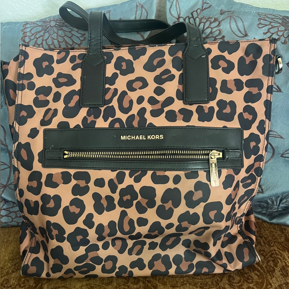 Michael Kors Black and Brown Animal Print Tote